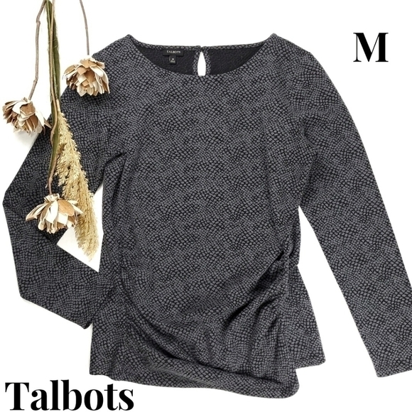 TALBOTS Grey Black Textured Long Sleeve Top Size M - Picture 1 of 10
